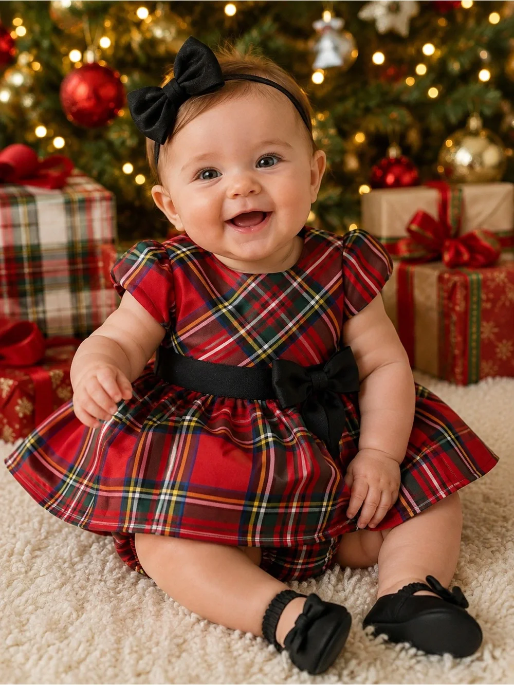 Ralph Lauren Red Tartan Baby Dress with Bloomers